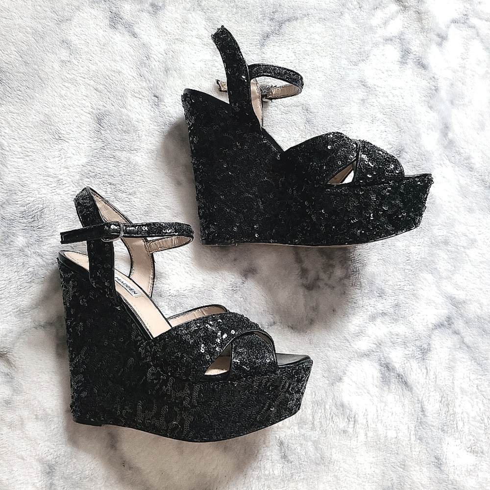 Steve Madden Glitter Sequin Platform Wedges